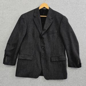 Andrew Fezza Mens 40S Lambswool Cashmere Charcoal Gray Herringbone Blazer Jacket